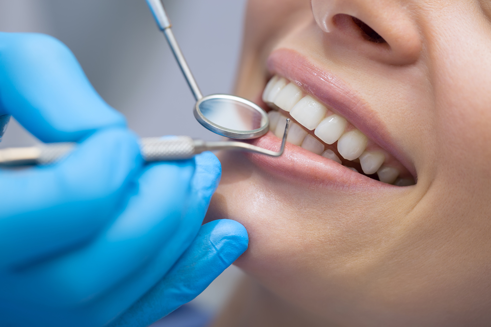 A patient undergoing a dental check